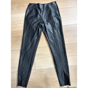 Topshop Faux Leather Leggings Pants Black US 8 High Waist Slit Hem